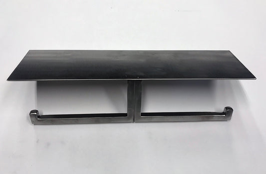 steel double toilet paper holder with shelf