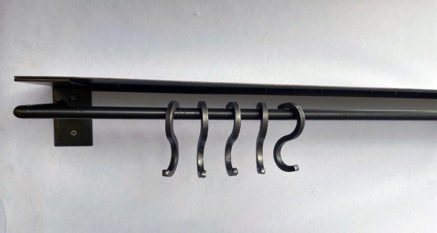 Steel Shelf for Kitchen With Pot Rack, Minimal and Modern Design pot rack W/ Shelf