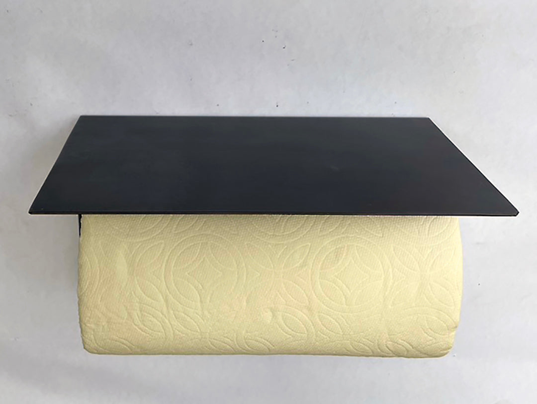 Steel shelf with paper towel holder