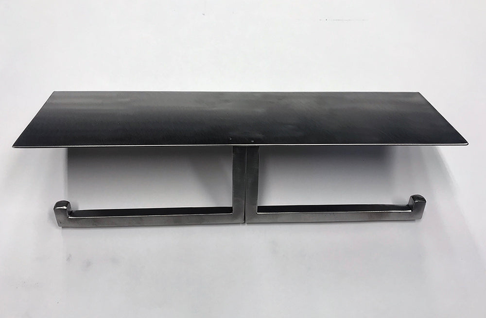 steel double toilet paper holder with shelf