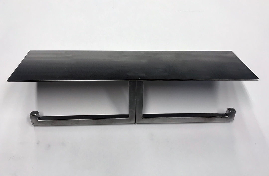 steel double toilet paper holder with shelf