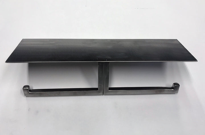 steel double toilet paper holder with shelf