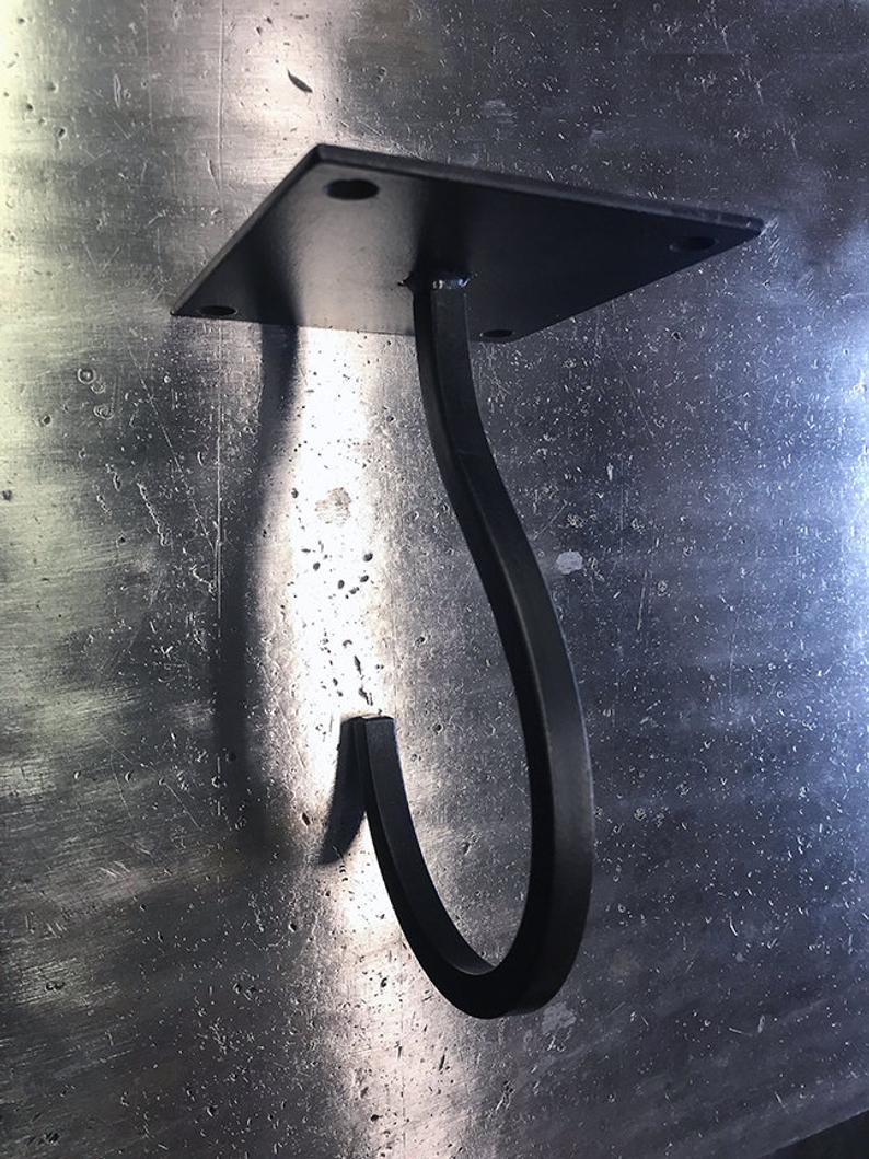 ceiling hanging plant hooks Wall or Ceiling Mounted Hook, Plant Hook Large / Bright Brushed Steel