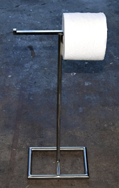 double stainless steel  freestanding toilet paper holder
